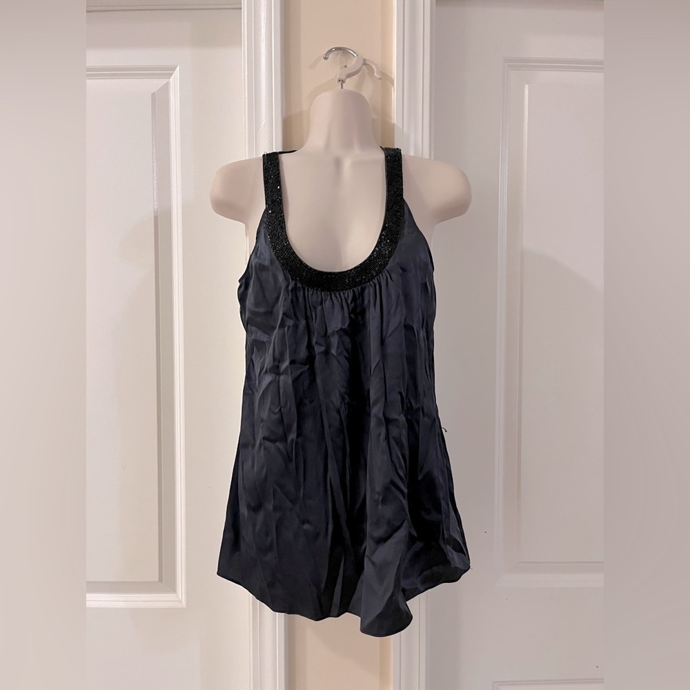 Express Design Studio Sparkle Silk Tank - Charcoal, XS